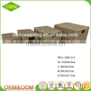 Wholesale Customized Natural Handmade Folding Seagrass Basket With Lid thumbnail-4