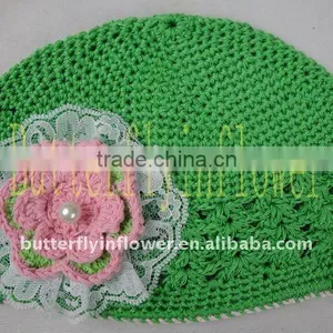Soft Baby Winter Flower Hats Crochet Beanie Hats With Flower no Moq thumbnail-1