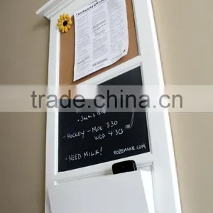 Vertical Wall Chalkboard Cork Bulletin Board With Mail Organizer and Key Hooks Entryway Wall Shelf With Blackboard thumbnail-1