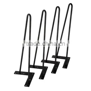 Furniture Assembly Hardware 19 Inch Black Coated 2 Rod Hairpin Leg thumbnail-2