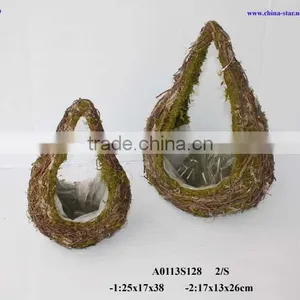 Natural Planter and Pot With Moss thumbnail-1