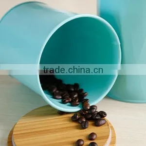 Airtight Metal Logo Kitchen Canister Set With Wooden Cover Embossed Line thumbnail-3