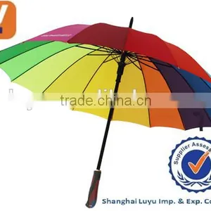 Promotional Gifts Ideas Strong Fiberglass Ribs Rainbow Golf Umbrella thumbnail-3