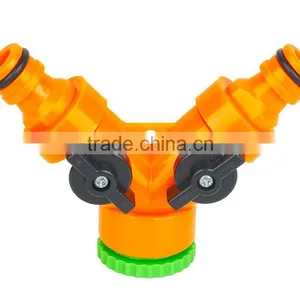 Plastic Garden Hose Splitter 2 Way Y Valve Hose Connector With Shut off thumbnail-1