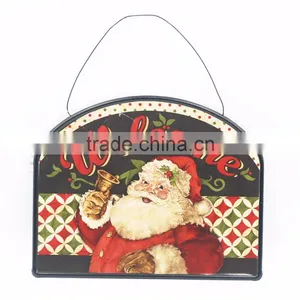 2017 Welcome Vintage Santa Metal Home Decoration Handicrafts Sign Christmas Wall Plaque thumbnail-1