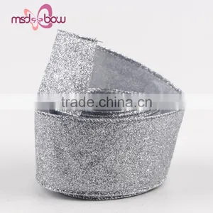 Popular Sale China 2'' Single Face Silver Glitter Burlap Ribbon thumbnail-4