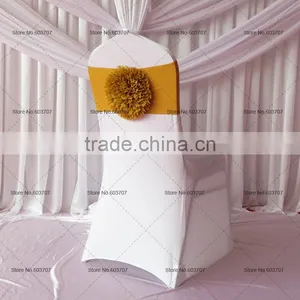 Chiffon Flower Handmade Gold/Blue/ Red/Pink/red Spandex Chair Bands Chair Bow Chair Sashes For Wedding thumbnail-4