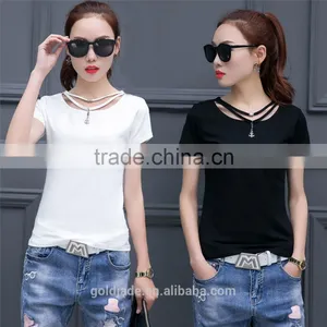 New Casual Women Blank T Shirt Customized New Fashion Design Girls t Shirt thumbnail-1