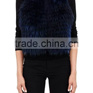 New Style Fashion Women Dyed Raccoon Fur Vest Customized thumbnail-2