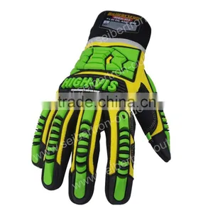 CE EN388 4131 High Visibility Smart Phone Sensitive Gloves Impact Gloves Anti Slip Safety Drilling Shock Absorption Work Gloves thumbnail-1
