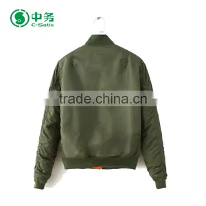 CIS 2017 New Fashion 100% Polyester Zipper Design Winter Women Black Varsity Bomber Jacket thumbnail-4