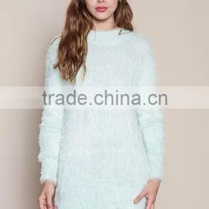 MGOO New Arrival Women Green Fuzzy Sweaters Fashion Fur Loose Long Sweaters For Ladies 2016 thumbnail-6