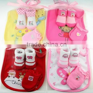 OEM or Stocked ,5PCS/SET Baby Bibs Set,100%cotton Bib Set ,Mesh Bag Baby Baby Bibs Set, thumbnail-1