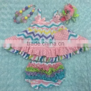 Baby New Easter Swing Tops Swing Outfits With Matching Necklace and Bows thumbnail-1
