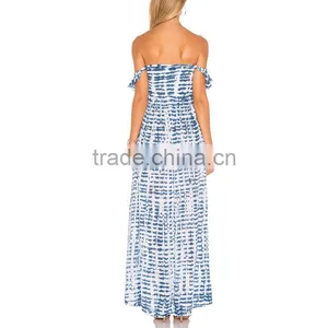 Flutter Sleeve off Shoulder Bohemian Maxi Dress Tie Dye Boho Clothing thumbnail-4