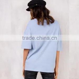 Hot Sexy bf Half Sleeve Distressed Girl's t Shirt With Custom Printing thumbnail-4