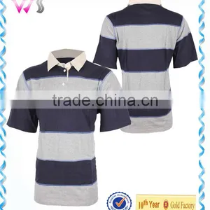 Dry Fit Mens Short Sleeve Wide Horizontal Striped Polo Tee thumbnail-1