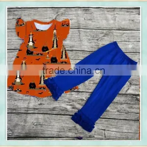 Halloween Costumes for Kids Festival Symbol Pumpkin Color Girls Flutter Sleeve Outfit thumbnail-1