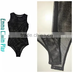 New Sexy Design Black Fishnet Bodysuit With Buttons for Ladies thumbnail-2