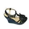 Size 36-41 Fashion Comfortable PU Material Black Ladies Wedge Sandals With 11.8cm Heels thumbnail-1