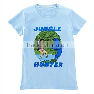 Women Short Sleeve O Neck T-Shirts With Printing,Casual Light Blue Printed T-shirt for Ladies thumbnail-2