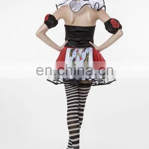 Women Poker Print Sexy Adult Clown Costume thumbnail-4