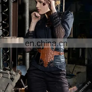 Steampunk Soft Boned Gear Corset With Removable Collar thumbnail-4