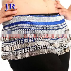 Wholesale 248 and 338 Coins High Velvet Silver Coin Belly Dance Hip Belt Y-2007# thumbnail-1