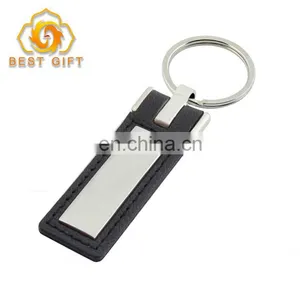 Chinese Supplies Black Leather Keyring With Metal Plate thumbnail-1