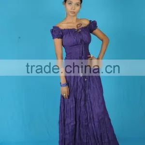 COTTON PEASANT SUN LONG MAXI BOHO HIPPIE GYPSY CASUAL Beach DRESS S M L thumbnail-1