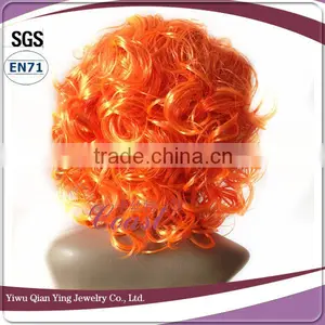 Womens Cheap Nice Orange Short Curly Synthetic Party Wigs thumbnail-2