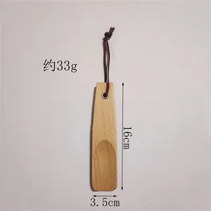 Eco-friendly Handle Beech Shoehorn Wood Customized Logo Hotel Homehold Reusable Shoe Lifter thumbnail-5