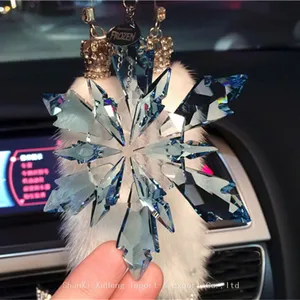 High Quality Crystal Snowflake Pendant Car Hanging Crystal Glass Ornament With Gift Box thumbnail-2