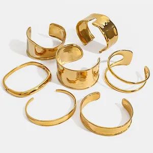 CNC Precision Stainless Steel Cuff Bangle With 0.5 Micron TiN Protective Layer thumbnail-1
