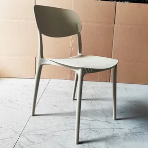 Modern Nordic Design Stackable Gray Plastic Restaurant Cafe Chair thumbnail-2