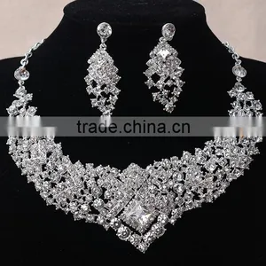 Bridesmaid Rhinestone Chunky Wedding Jewelry Set Beautiful Necklace Set thumbnail-2