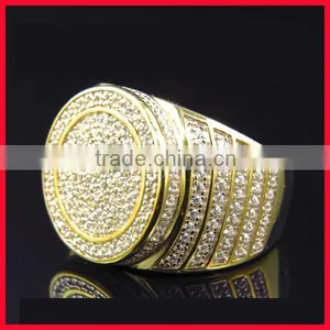 2015 Bling Micri Pave cz Big Gold Ring Designs for Men thumbnail-1