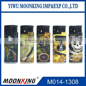 Customer Sticker Gas Windproof Flame Lighter Plastic Cigar Lighters thumbnail-1