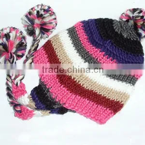 Wholesale Custom Pom Pom Knit Crochet Hat Beanie Hats thumbnail-4