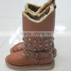 2016 HFUGG Genuine Leather Fashion Boots for Children Boys and Girls Snow Boots With Buckle Quality Choice thumbnail-2
