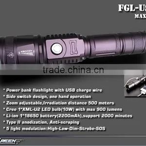 Zoom Function Rechargeable 18650 Power Bank T6 LED USB Torch thumbnail-2