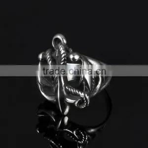 Latest Fashion Antique Stainless Steel Anchor Design Gey Men Ring thumbnail-3