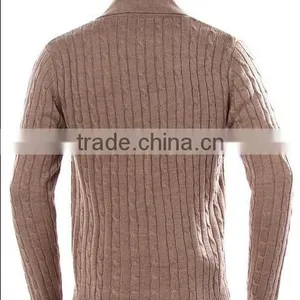 Long Sleeve Button Cable Knit Cardigan Man Sweater thumbnail-3