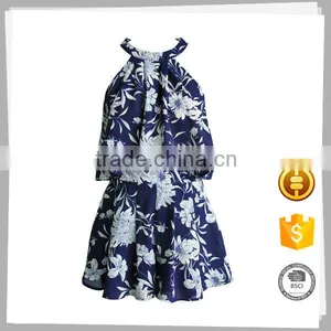 Garments Supplier Chiffon Printed Off-shoulder Sex Clothes Dresses for Women thumbnail-1