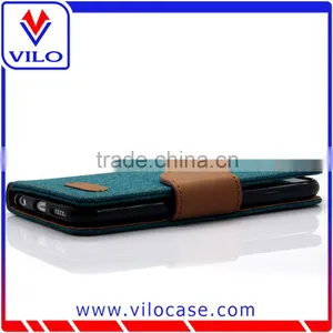 Color Combo Buckle Jean Materail Leather Case Cover for Iphone 6 thumbnail-3