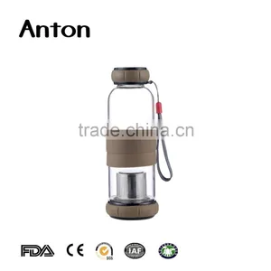 15oz High Quality Tea Glass Bottle Famous Glass Water Bottle Silicone Sleeve China Manufacture Clear Tea Infuser Water Bottle thumbnail-2