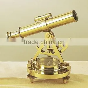 Antique Replica Tabletop Brass Telescope & Compass thumbnail-1