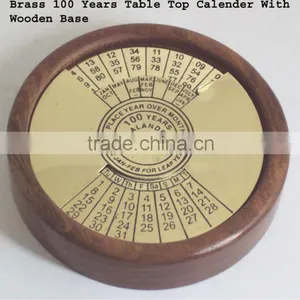 Nautical Gift, Brass Calender With Wooden Base 22001 thumbnail-1