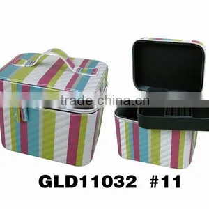 Faux Leather Jewelry Box With Handle Colorful Fashion With Zipper thumbnail-3