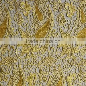 New Style High Quality Yellow Spangle Embroidery Lace Fabric thumbnail-1